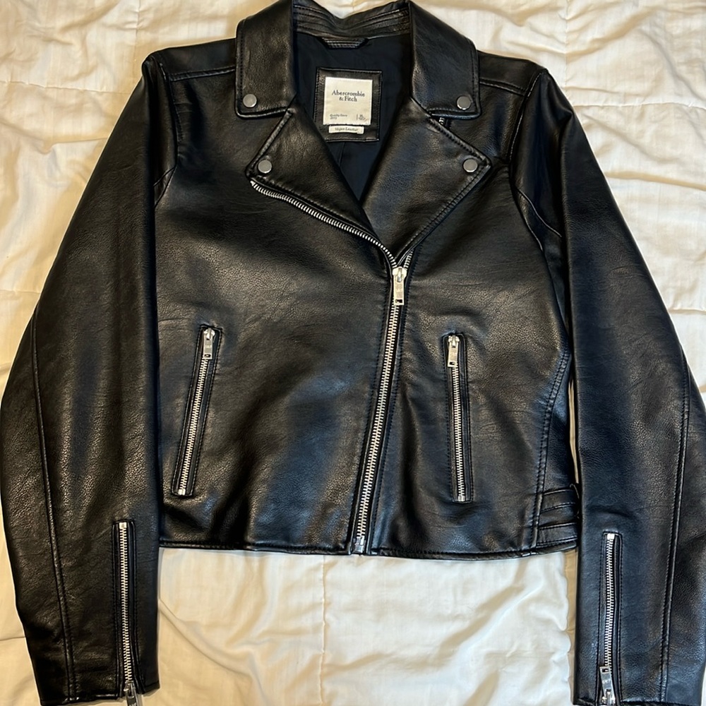 Abercrombie black,vegan leather jacket
